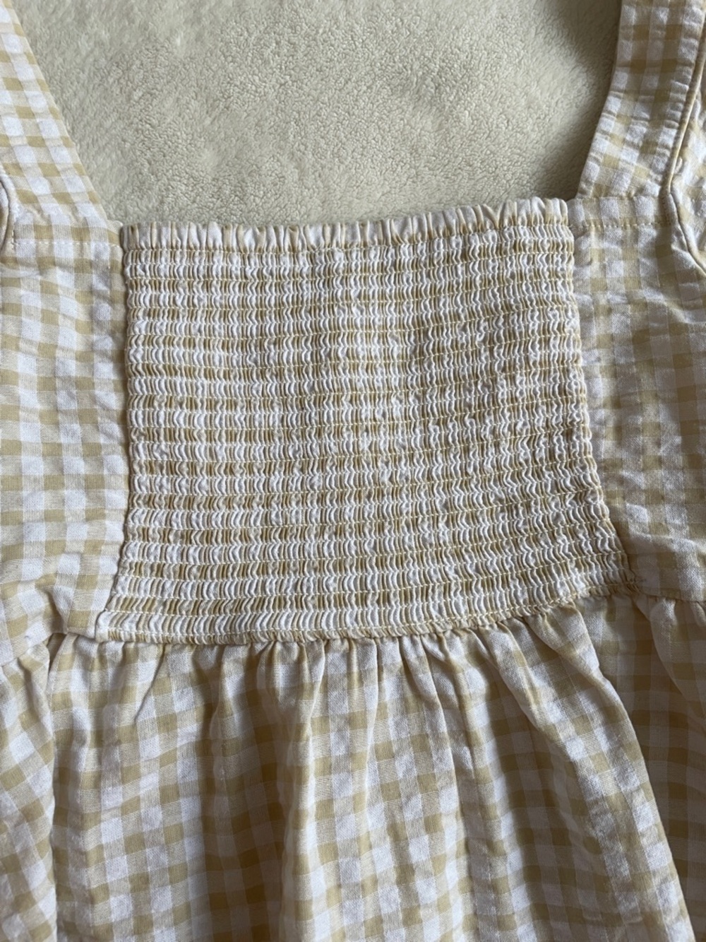 Old Navy Yellow Gingham Puff Sleeve Square Neck Top - Picture 7 of 7
